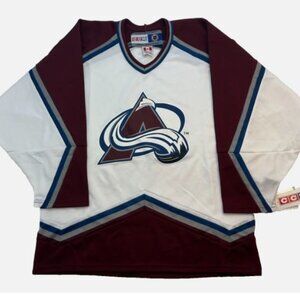 CCM NHL Hockey Colorado Avalanche Men's Jersey Size L White Made in Canada